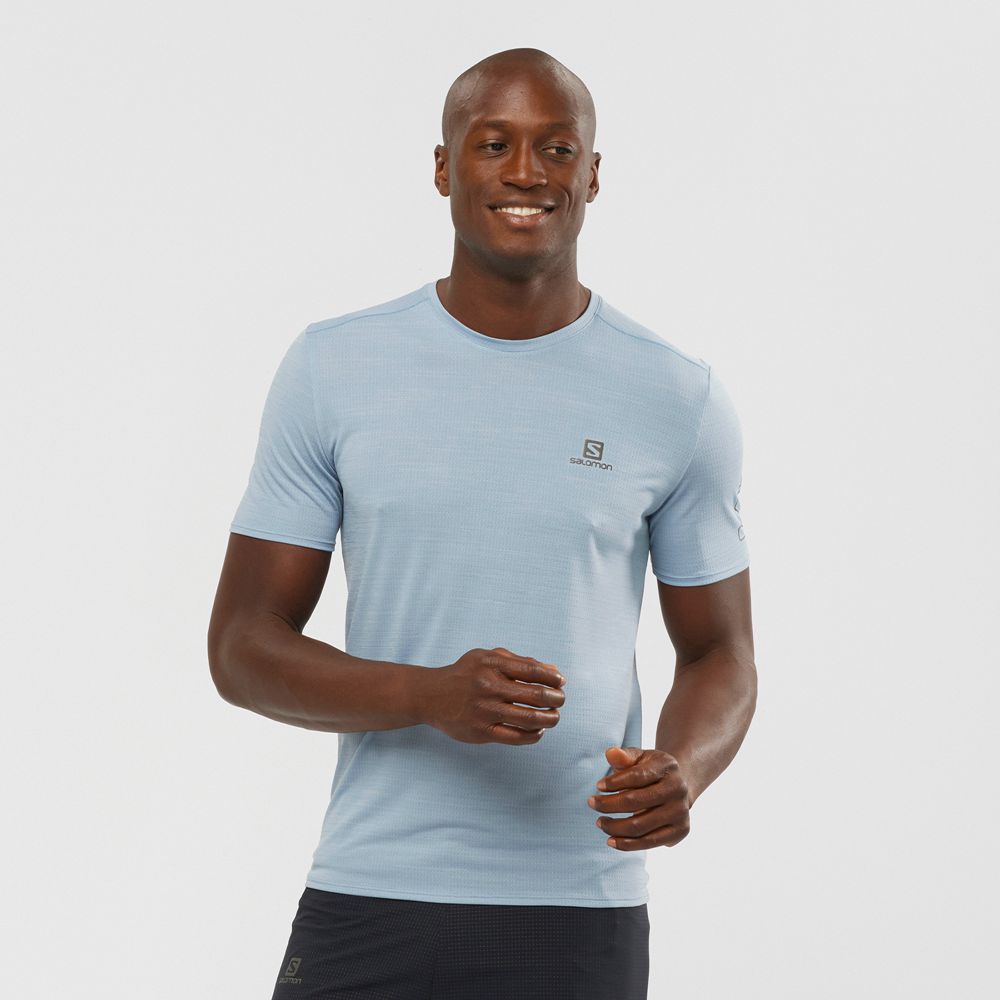 SALOMON XA TRAIL Philippines - Men's Tee Shirt - Ashley Blue | 973406-OTZ